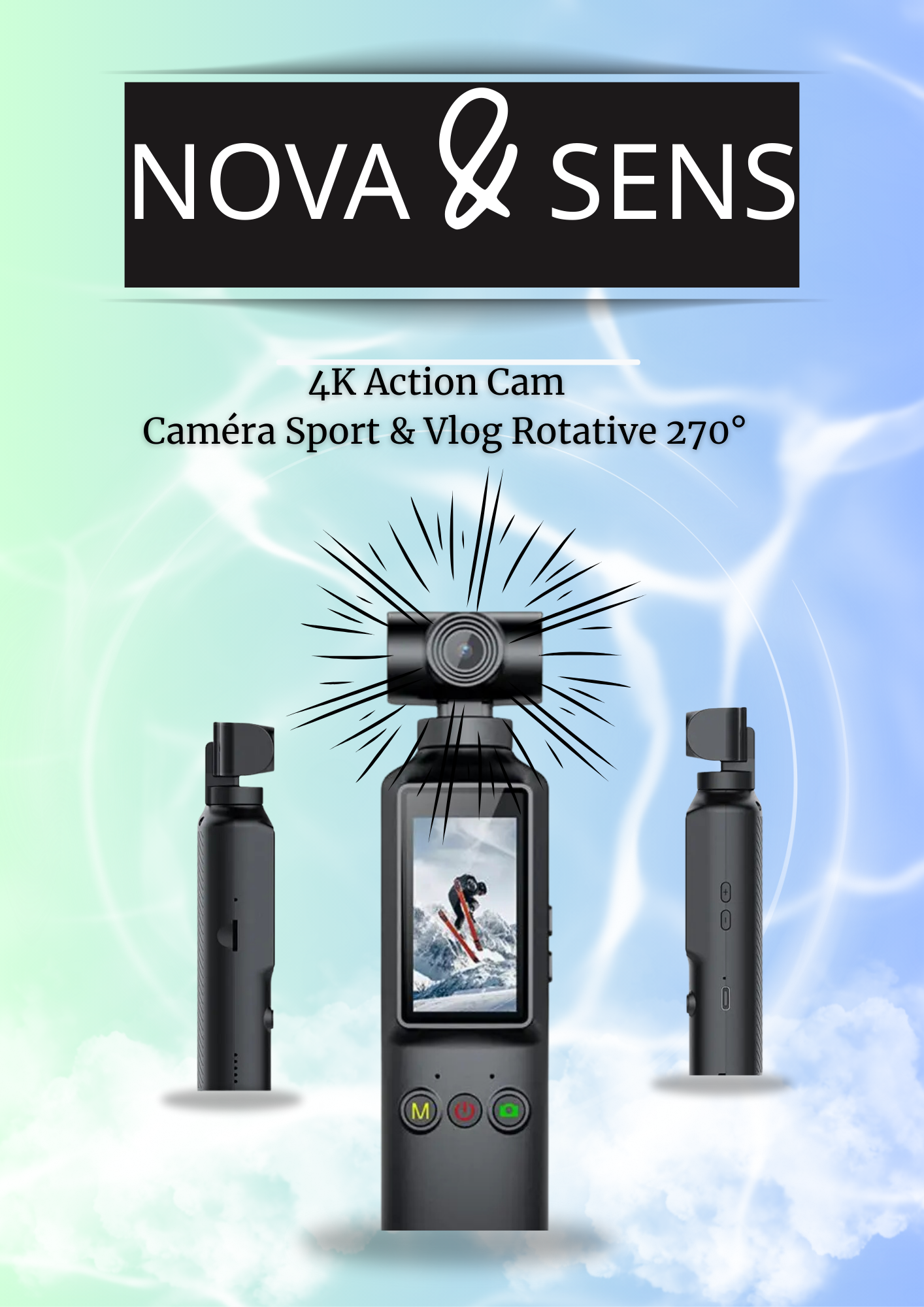4K Action Cam – Caméra Sport & Vlog Rotative 270°