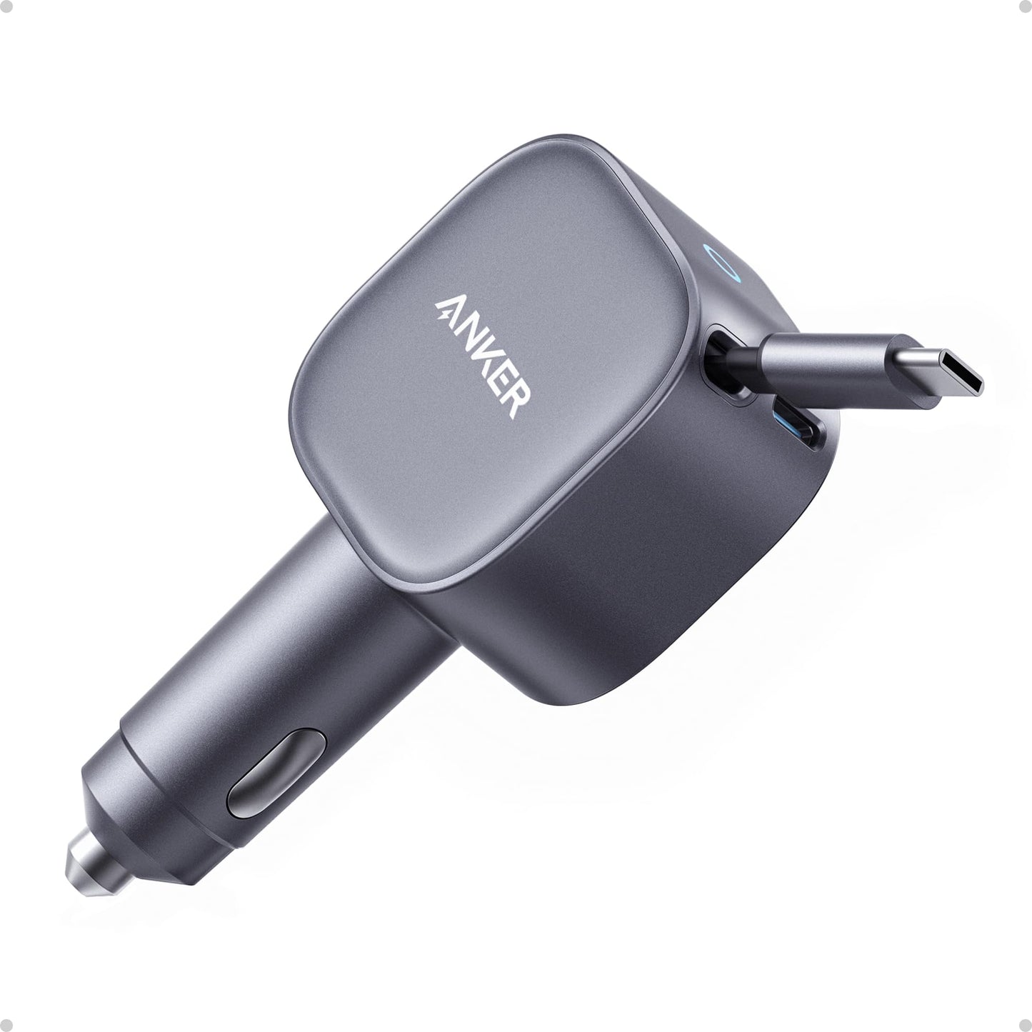 Chargeur voiture 75W KINKONG – USB-A + USB-C avec câble intégré