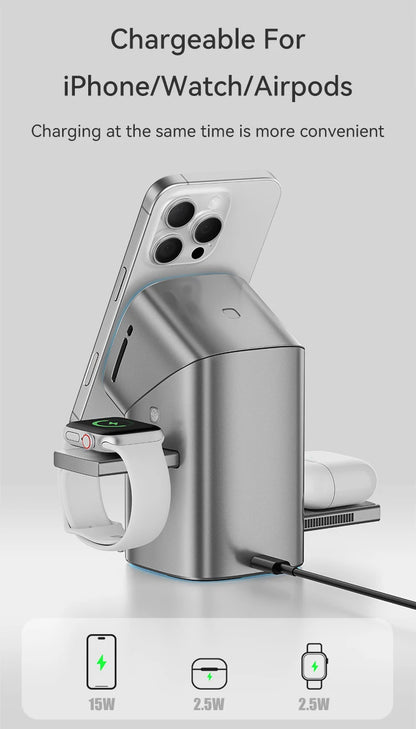 Chargeur Sans Fil 3-en-1 Rotation Auto Touch