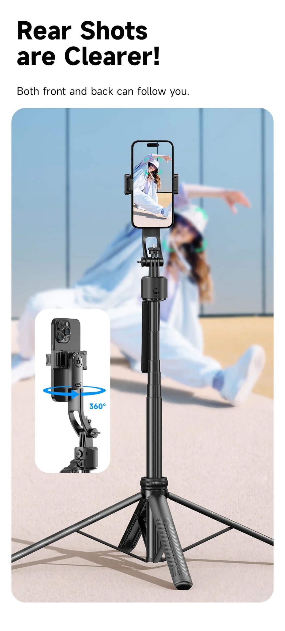 Trépied Selfie Intelligent 5-en-1 avec Suivi Automatique