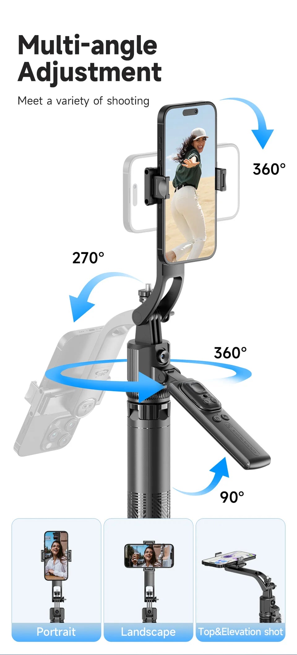 Trépied Selfie Intelligent 5-en-1 avec Suivi Automatique