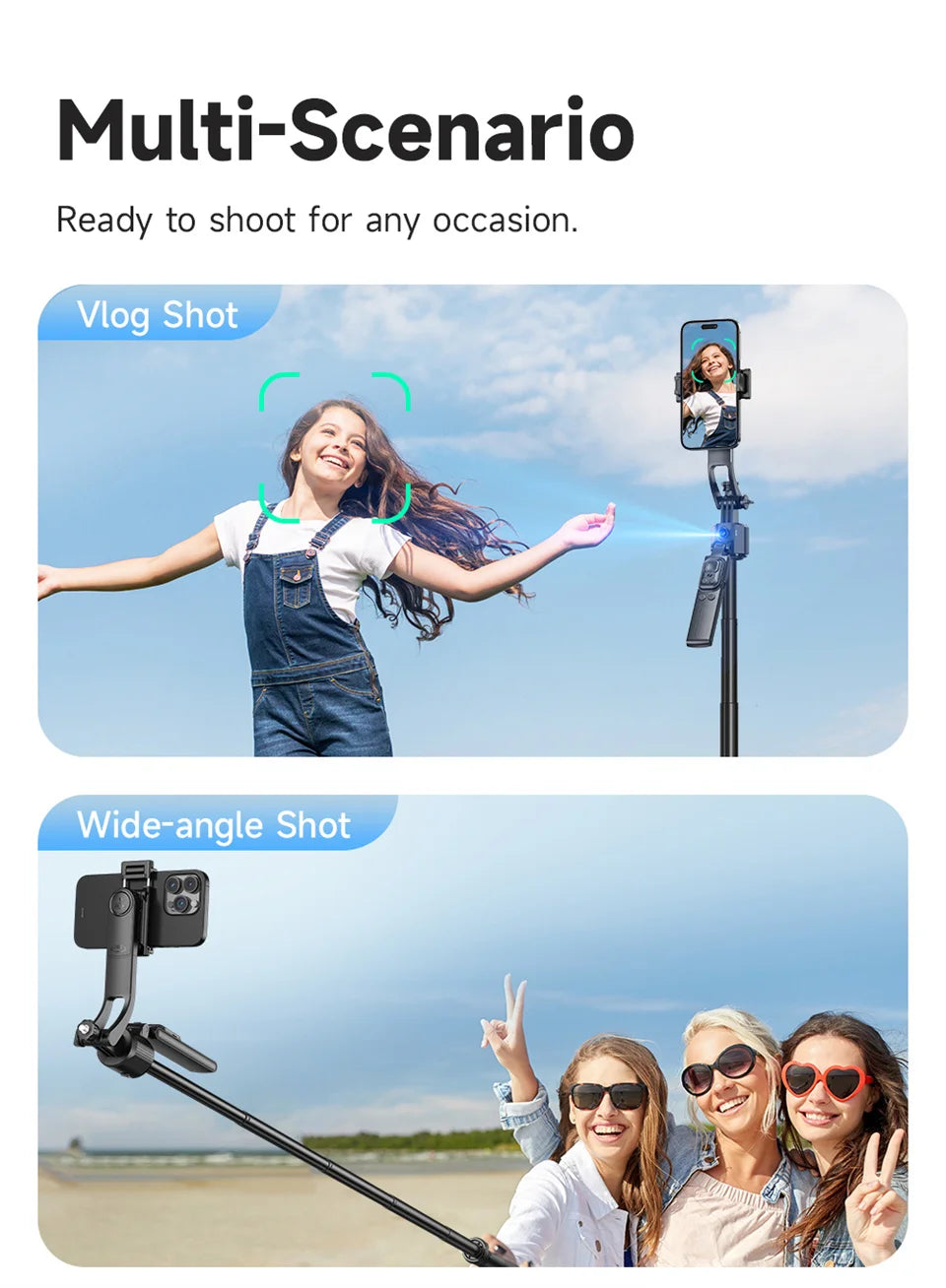 Trépied Selfie Intelligent 5-en-1 avec Suivi Automatique