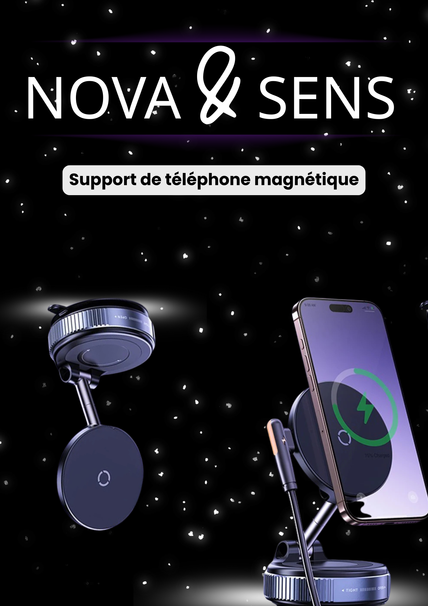 Support Voiture Magnétique Rotation 360° & Charge Rapide
