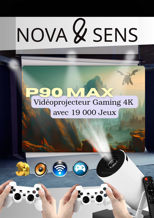 P90 MAX Vidéo projecteur gaming 4K + 19000 jeux